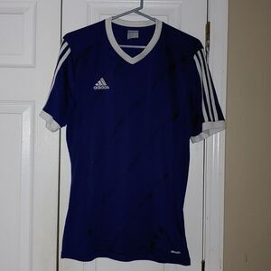 Adidas Climalite navy blue shirt with stripes  Sz M